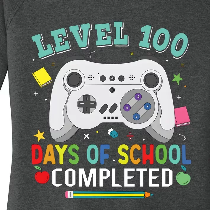 Video Game Level 100 Days Of School Completed Women's Perfect Tri Tunic Long Sleeve Shirt