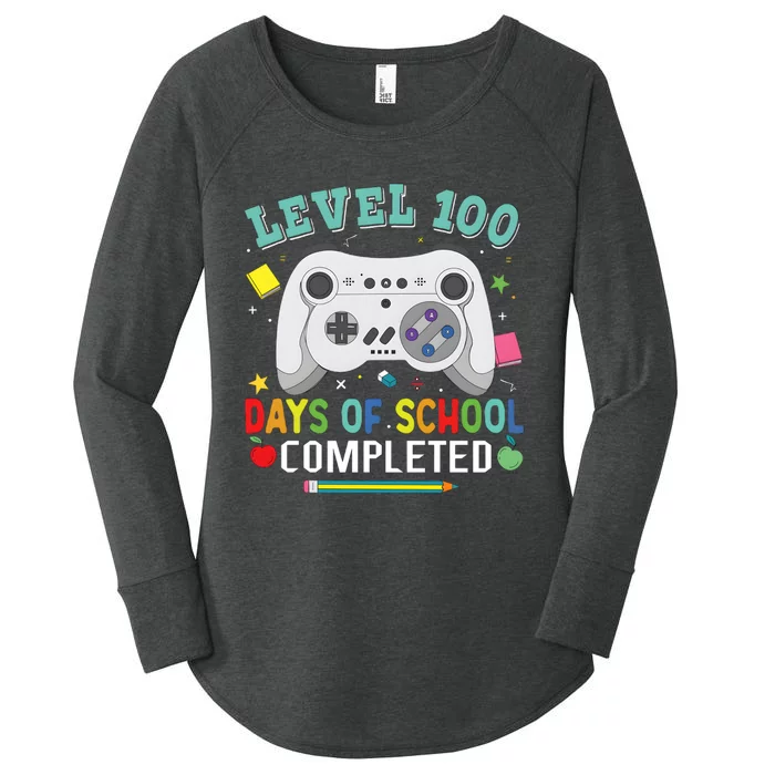 Video Game Level 100 Days Of School Completed Women's Perfect Tri Tunic Long Sleeve Shirt