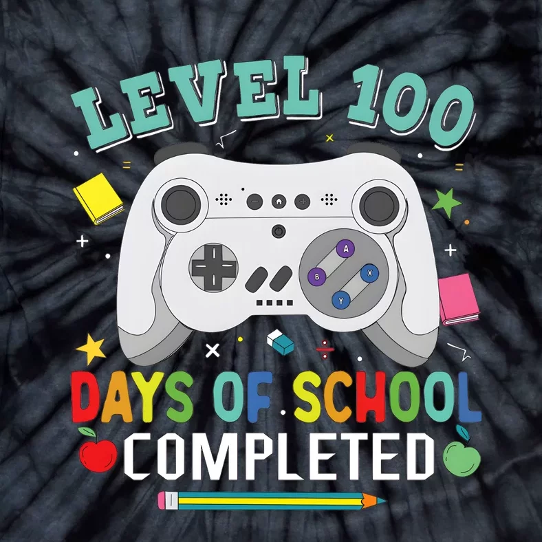 Video Game Level 100 Days Of School Completed Tie-Dye T-Shirt