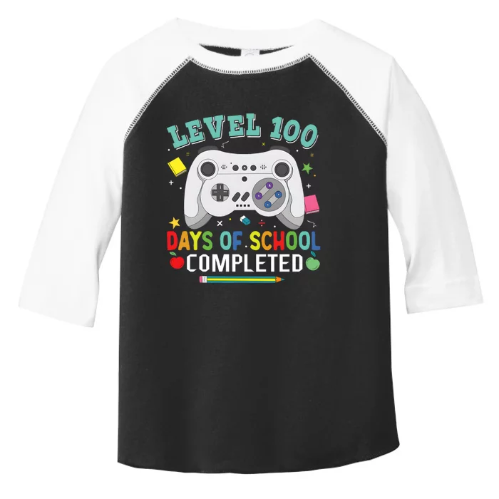 Video Game Level 100 Days Of School Completed Toddler Fine Jersey T-Shirt