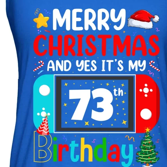 Video Game Lover Merry Christmas Yes ItS My 73th Birthday Cool Gift Ladies Essential Flowy Tank