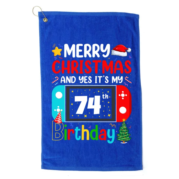 Video Game Lover Merry Christmas Yes ItS My 74th Birthday Gift Platinum Collection Golf Towel