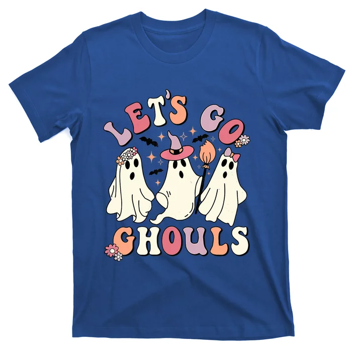 Vintage Groovy Lets Go Ghouls Halloween Ghost Outfit Great Gift T-Shirt