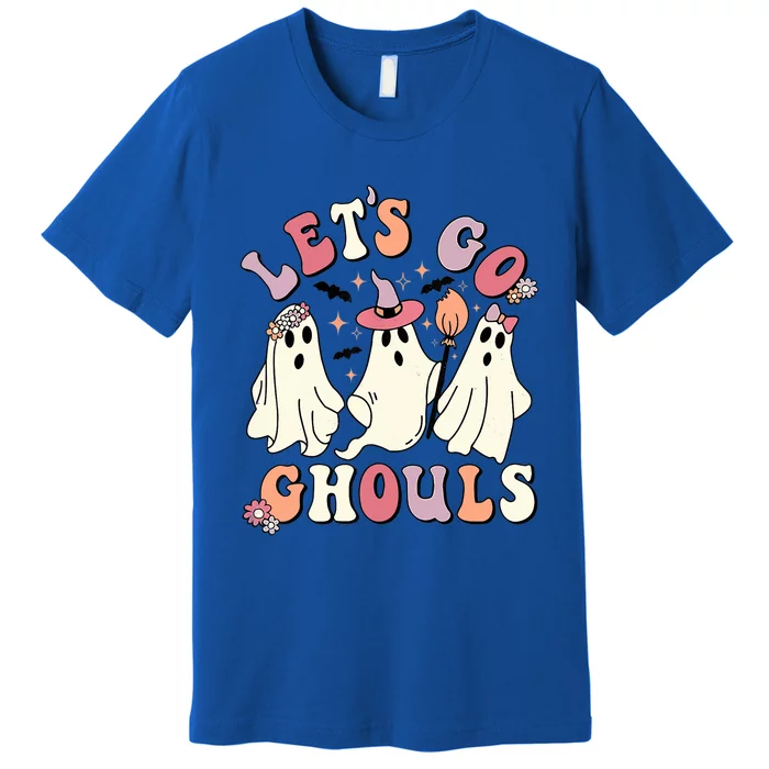 Vintage Groovy Lets Go Ghouls Halloween Ghost Outfit Great Gift Premium T-Shirt