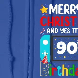 Video Game Lover Merry Christmas Yes ItS My 90th Birthday Gift Full Zip Hoodie