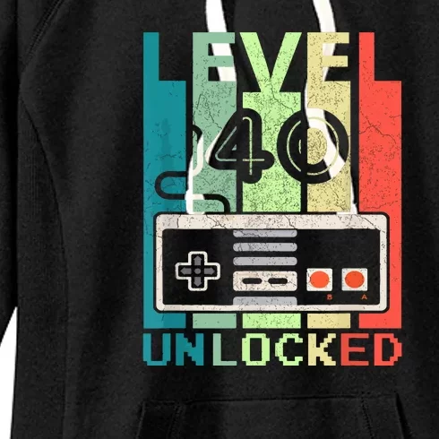 Video Gamer Level 40 Unlocked Shirt 40th Birthday Gifts Women's Fleece Hoodie