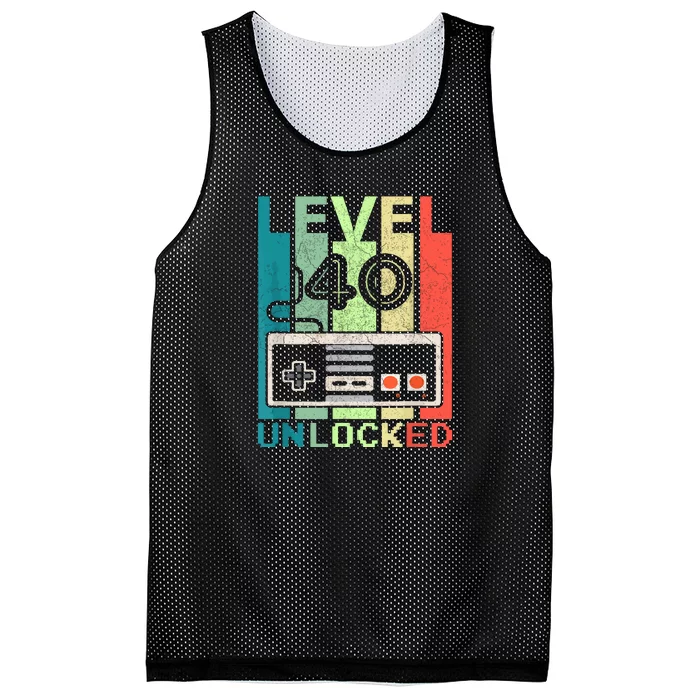 Video Gamer Level 40 Unlocked Shirt 40th Birthday Gifts Mesh Reversible Basketball Jersey Tank