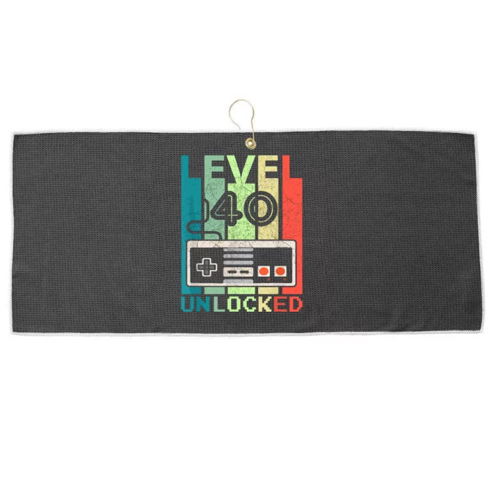 Video Gamer Level 40 Unlocked Shirt 40th Birthday Gifts Large Microfiber Waffle Golf Towel