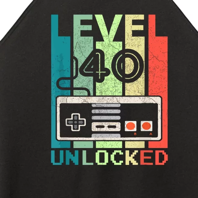 Video Gamer Level 40 Unlocked Shirt 40th Birthday Gifts Women’s Perfect Tri Rocker Tank