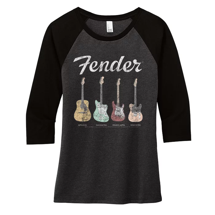 Vintage Guitar Lineup Women's Tri-Blend 3/4-Sleeve Raglan Shirt