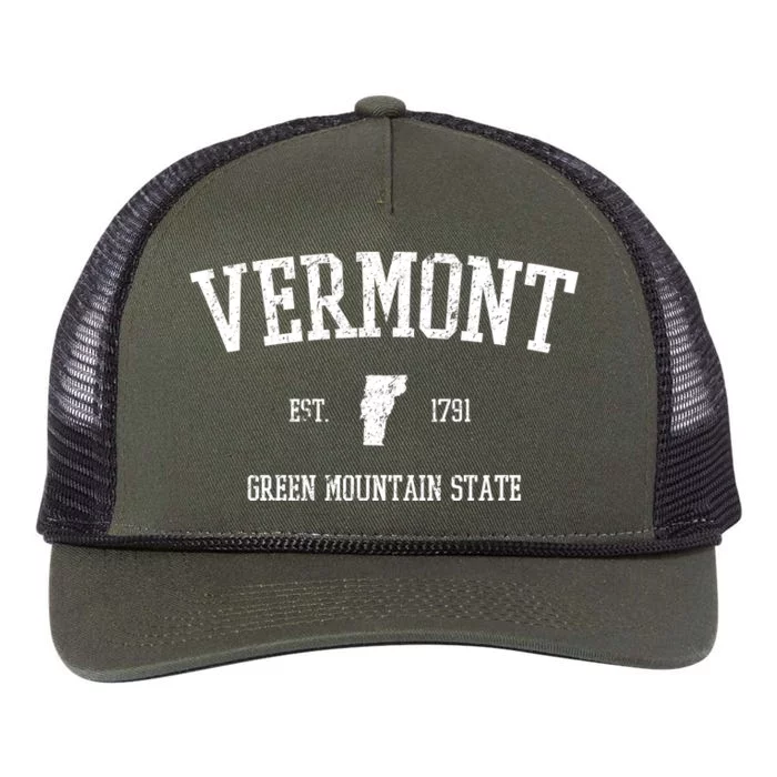 Vermont Green Mountain State Est 1791 Retro Rope Trucker Hat Cap