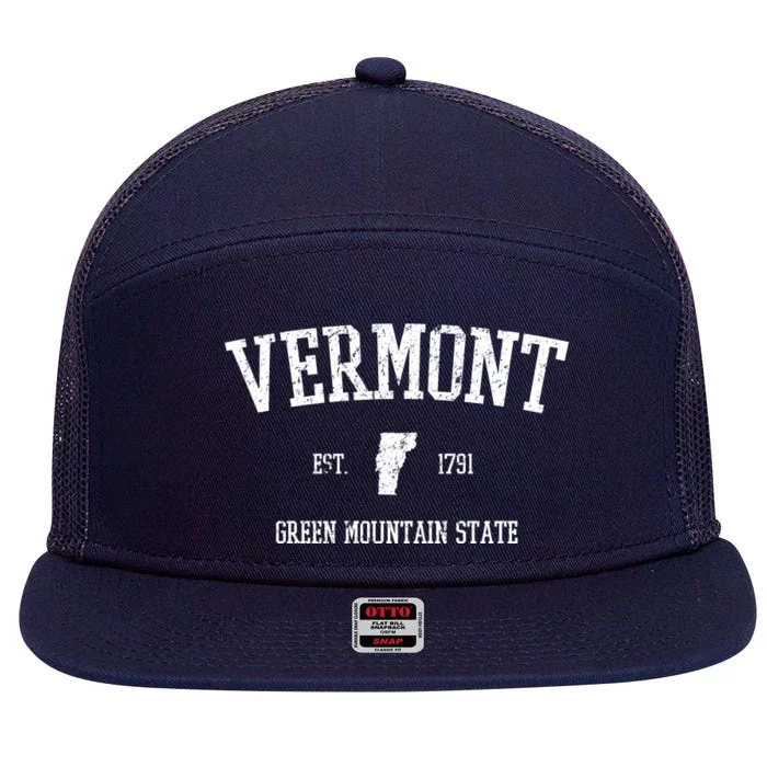 Vermont Green Mountain State Est 1791 7 Panel Mesh Trucker Snapback Hat