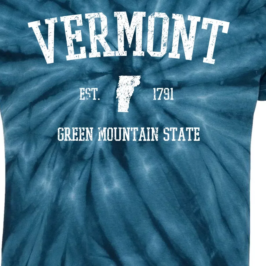 Vermont Green Mountain State Est 1791 Kids Tie-Dye T-Shirt