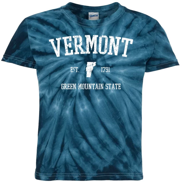 Vermont Green Mountain State Est 1791 Kids Tie-Dye T-Shirt