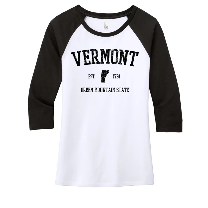 Vermont Green Mountain State Est 1791 Women's Tri-Blend 3/4-Sleeve Raglan Shirt