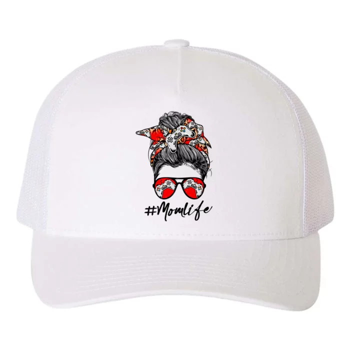 Video Game Mom Life Messy Bun Sports Lover Mothers Day Cool Gift Yupoong Adult 5-Panel Trucker Hat