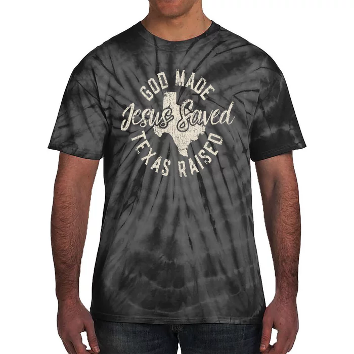 Vintage God Made Texas Raised Jesus Saved Tie-Dye T-Shirt