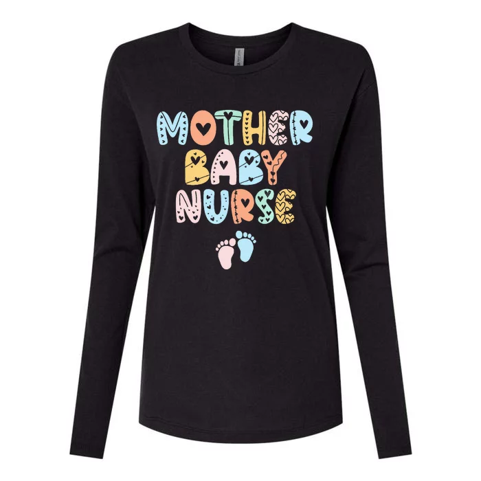 Vintage Groovy Mother Baby Nurse Womens Cotton Relaxed Long Sleeve T-Shirt