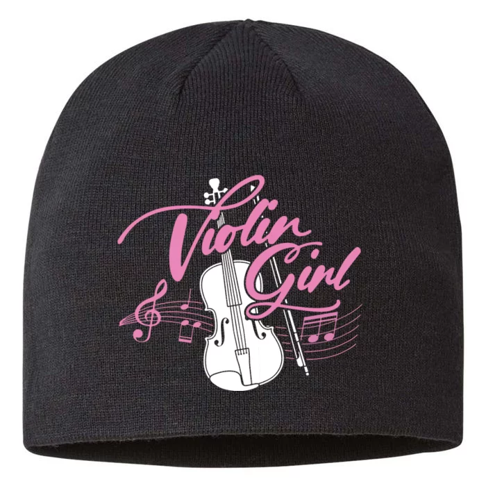 Violin Girl Music Lover Violinist String Musician 8 1/2in Sustainable Knit Beanie