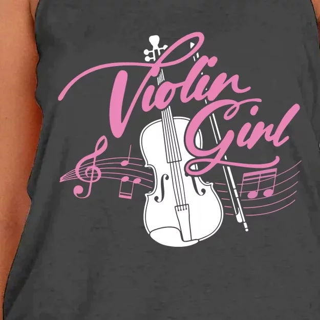 Violin Girl Music Lover Violinist String Musician Women's Knotted Racerback Tank