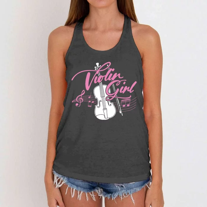 Violin Girl Music Lover Violinist String Musician Women's Knotted Racerback Tank