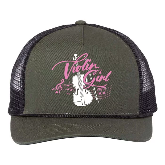 Violin Girl Music Lover Violinist String Musician Retro Rope Trucker Hat Cap