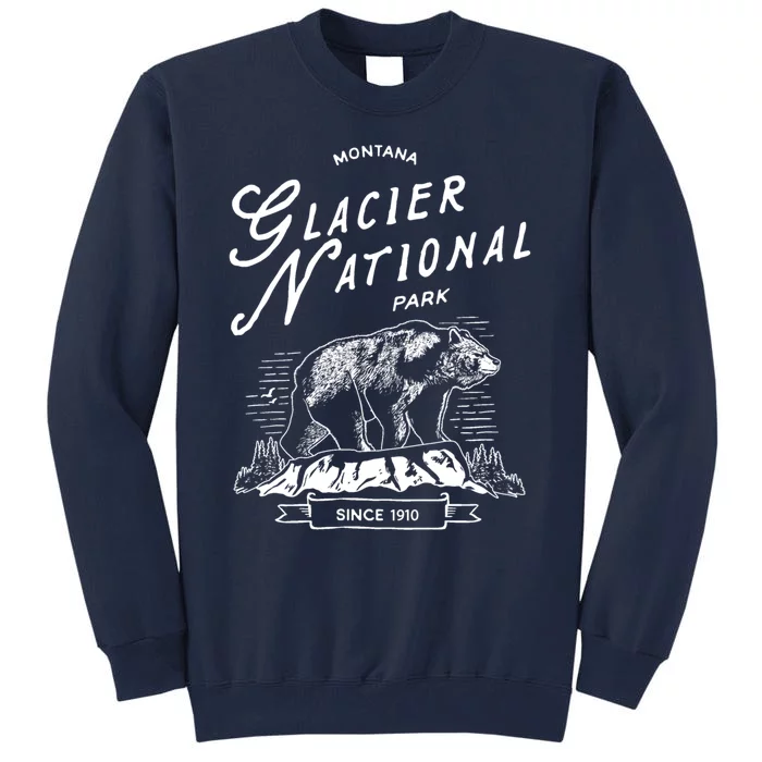 Vintage Glacier National Park Retro Bear Montana Tall Sweatshirt