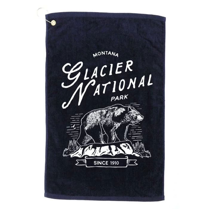 Vintage Glacier National Park Retro Bear Montana Platinum Collection Golf Towel