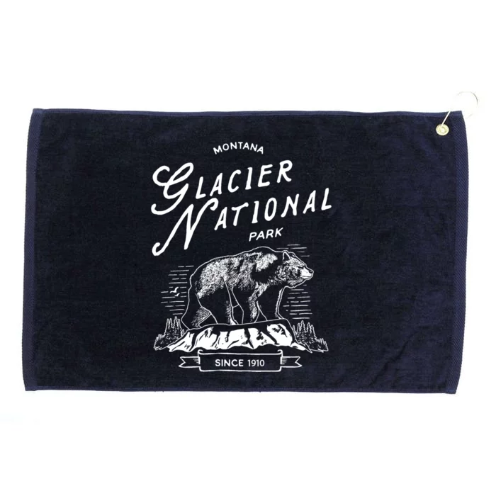 Vintage Glacier National Park Retro Bear Montana Grommeted Golf Towel