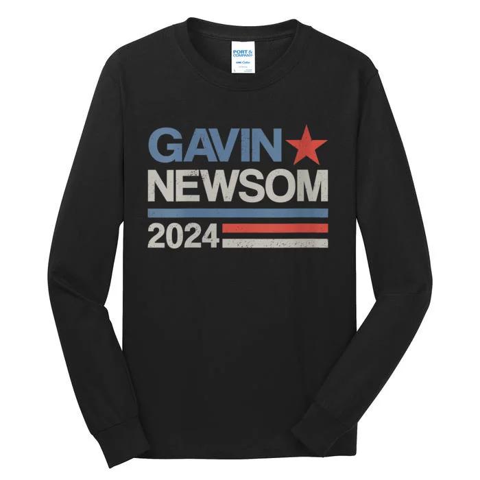 Vintage Gavin Newsom 2024 For President Election Campaign Tall Long Sleeve T-Shirt