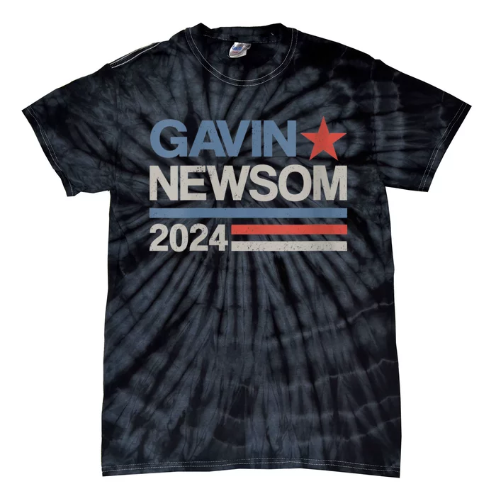 Vintage Gavin Newsom 2024 For President Election Campaign Tie-Dye T-Shirt