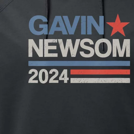 Vintage Gavin Newsom 2024 For President Election Campaign Performance Fleece Hoodie