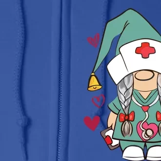 Valentine Gnomes Nurse Hearts Stethoscope Scrub Tops Great Gift Full Zip Hoodie