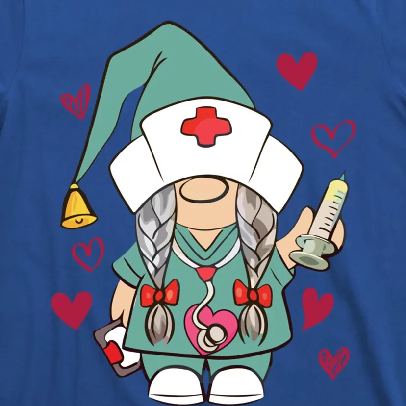 Valentine Gnomes Nurse Hearts Stethoscope Scrub Tops Gift T-Shirt