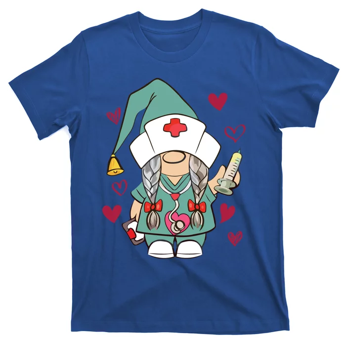 Valentine Gnomes Nurse Hearts Stethoscope Scrub Tops Gift T-Shirt