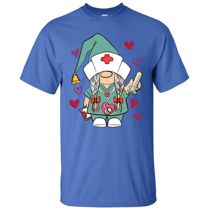 Valentine Gnomes Nurse Hearts Stethoscope Scrub Tops Gift Tall T-Shirt