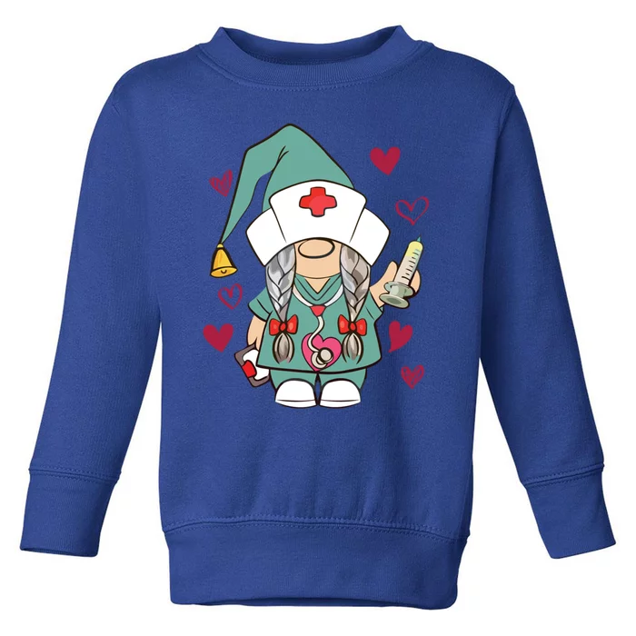 Valentine Gnomes Nurse Hearts Stethoscope Scrub Tops Gift Toddler Sweatshirt