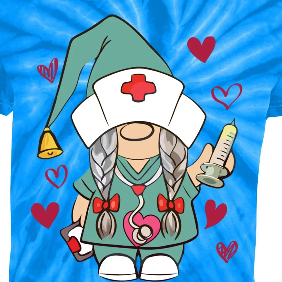 Valentine Gnomes Nurse Hearts Stethoscope Scrub Tops Gift Kids Tie-Dye T-Shirt