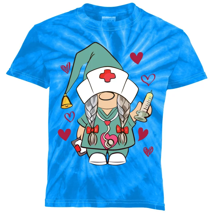 Valentine Gnomes Nurse Hearts Stethoscope Scrub Tops Gift Kids Tie-Dye T-Shirt