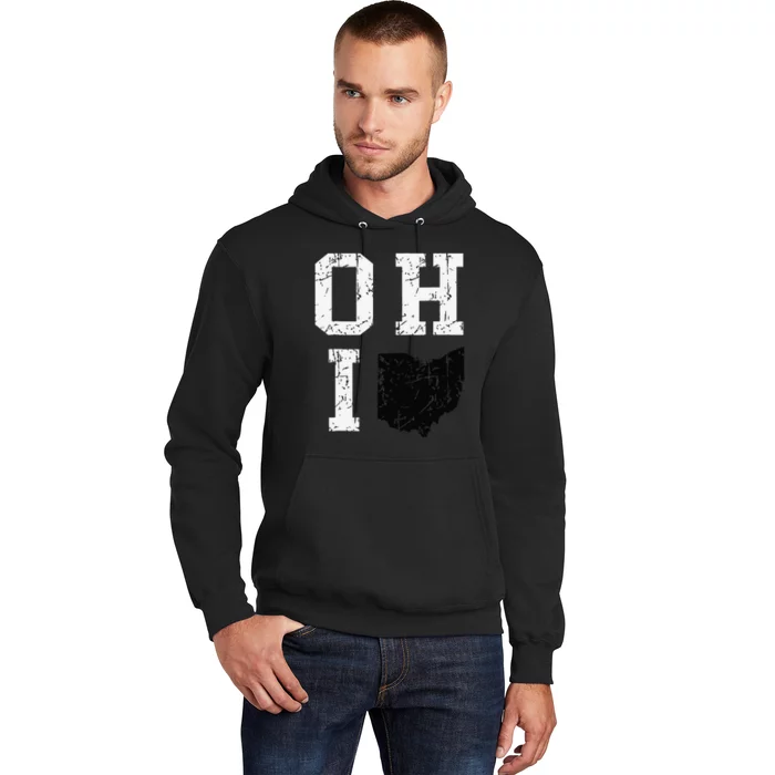 Vintage Grunge Ohio Map State Shape Design Hoodie