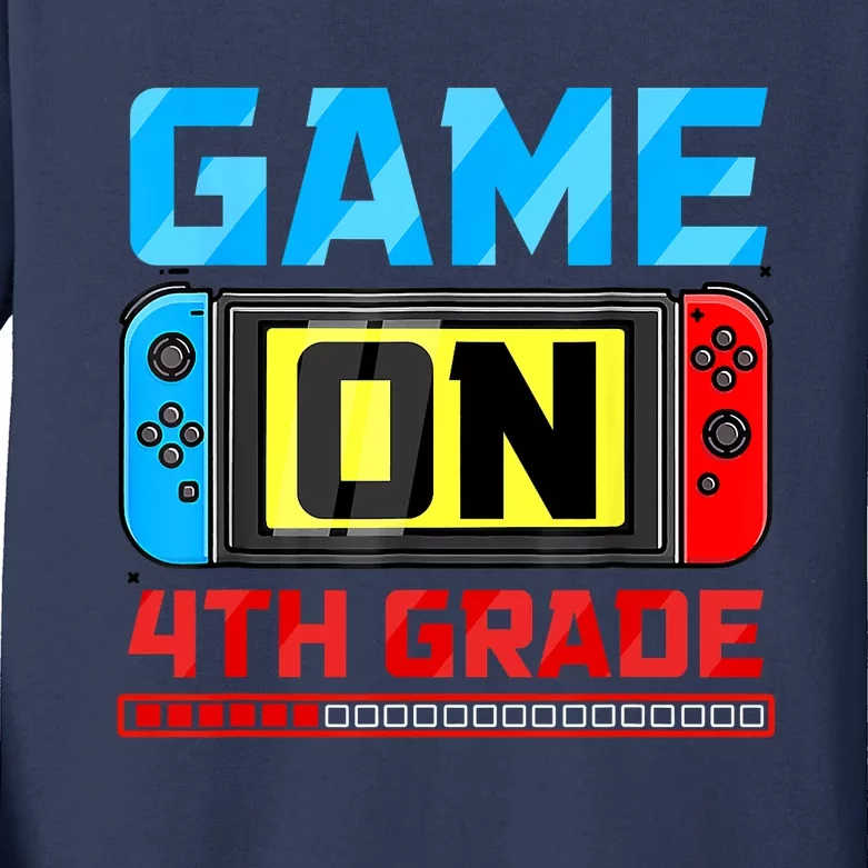 Video Game On 4th Grade Gamer Back To School First Day Boy Kids Long Sleeve Shirt