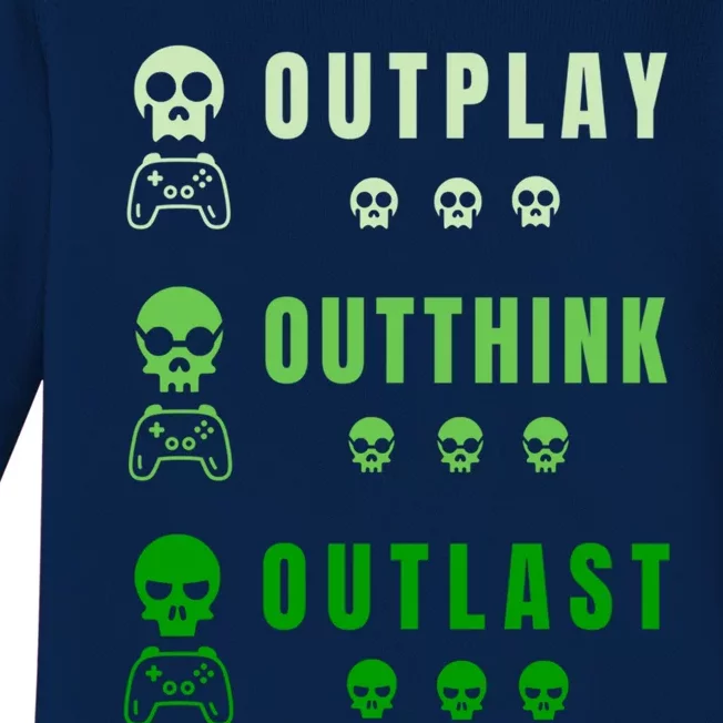 Video Gamer Outplay Outthink Outlast Game Master Pro Gaming Gift Baby Long Sleeve Bodysuit