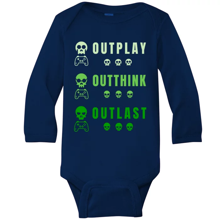 Video Gamer Outplay Outthink Outlast Game Master Pro Gaming Gift Baby Long Sleeve Bodysuit