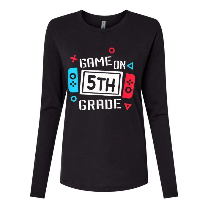 Video Game On 5th Grade Funny Team Fifth Back To School Womens Cotton Relaxed Long Sleeve T-Shirt