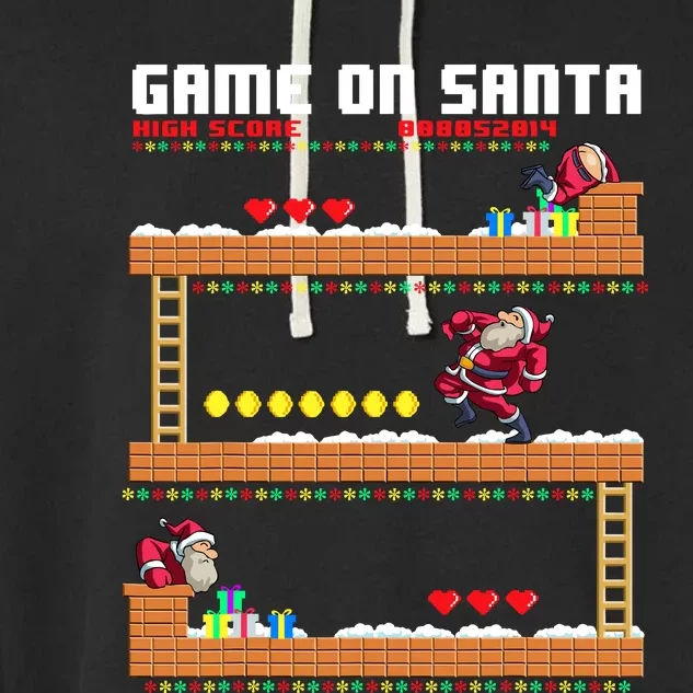 Video Game On Santa Ugly Christmas Gamer Santa Claus Gift Garment-Dyed Fleece Hoodie