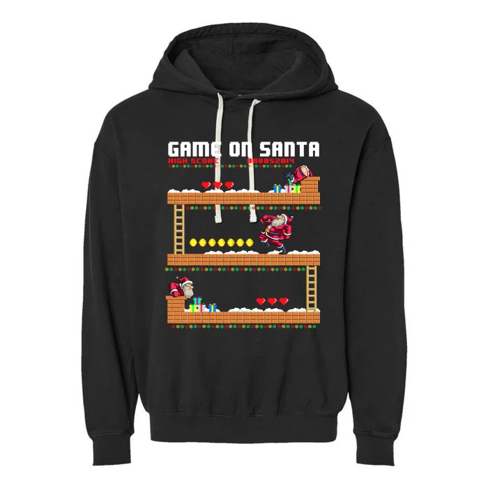 Video Game On Santa Ugly Christmas Gamer Santa Claus Gift Garment-Dyed Fleece Hoodie