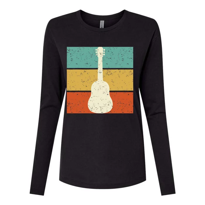 Vintage Guitar Player Design Guitarist I Acoustic Guitar Womens Cotton Relaxed Long Sleeve T-Shirt