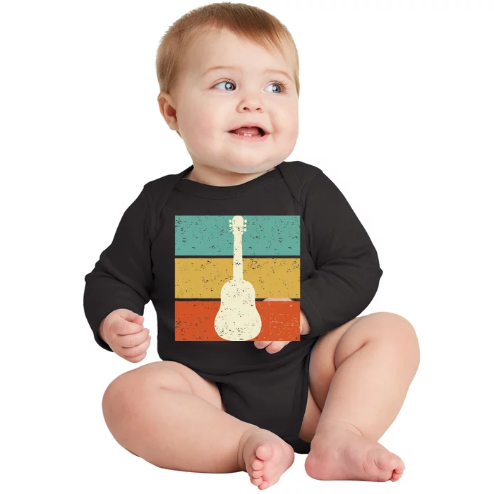 Vintage Guitar Player Design Guitarist I Acoustic Guitar Baby Long Sleeve Bodysuit