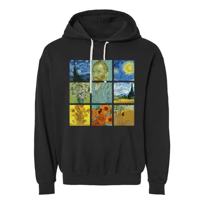 Van Gogh Paintings Sunflowers Starry Night Garment-Dyed Fleece Hoodie