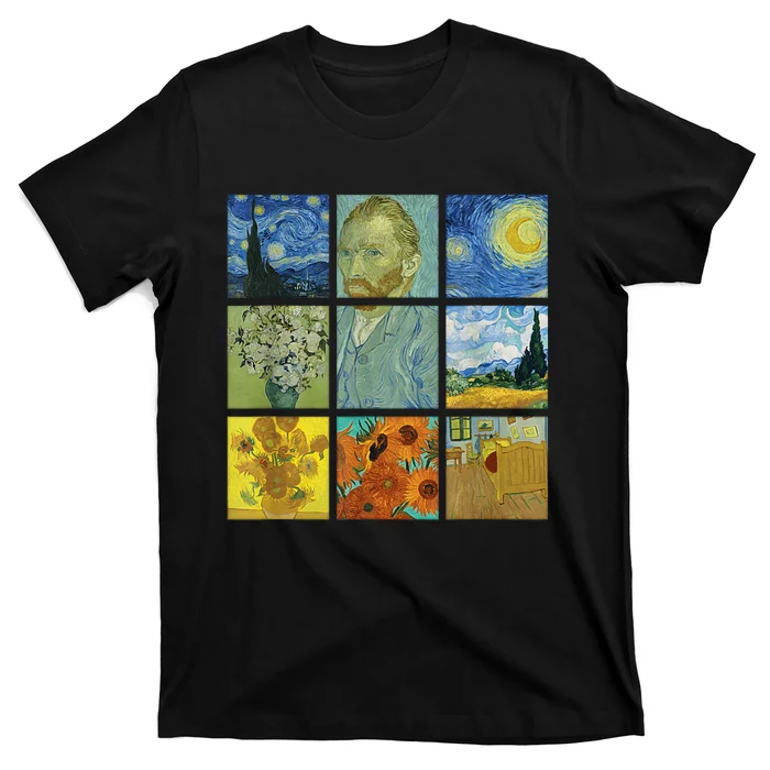 Van Gogh Paintings Sunflowers Starry Night T-Shirt